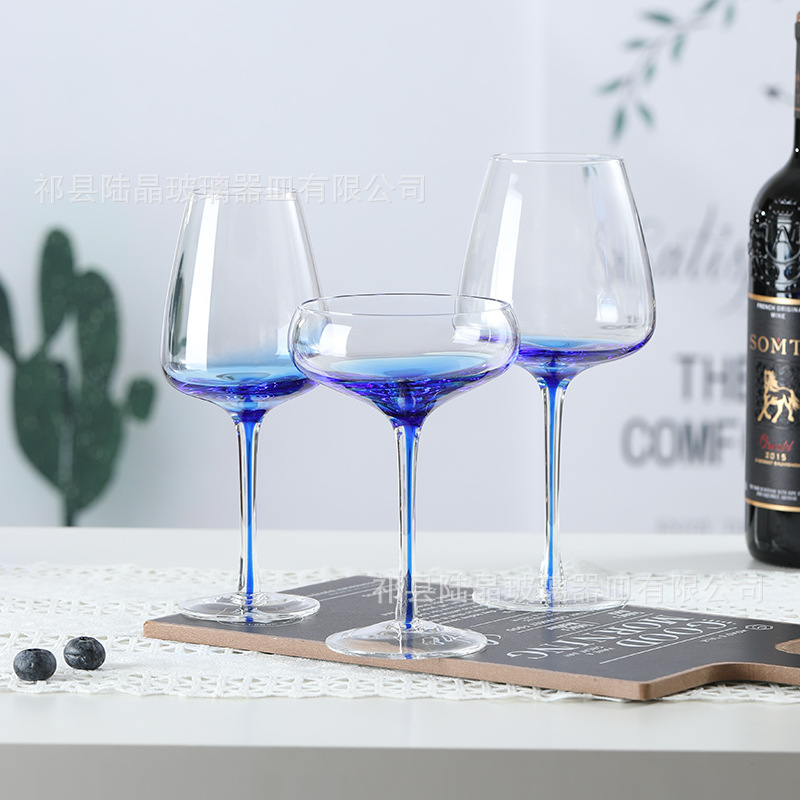 Lu Jing creativo interior de seda champán cristal azul cristal rojo copa de vino soplado artificial copa de vino traje