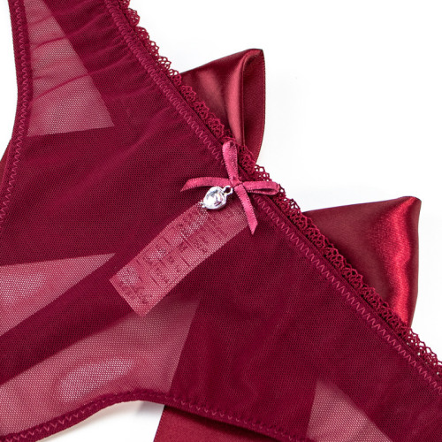 Varsbaby transparent bra mesh breathable underwear set perspective bra thong big bow