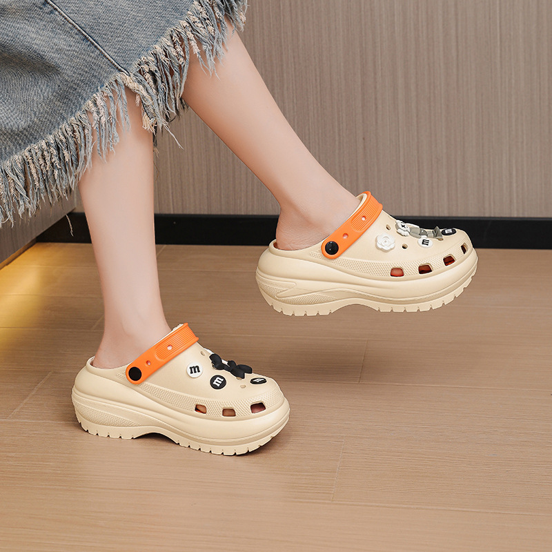 Ouyang Nana garden shoes carlochi cloud platform women's shoes wedge sandals lightweight closed toe hole beach sandals