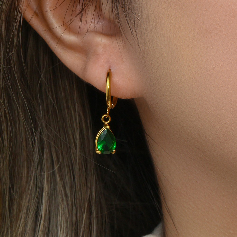 Fashion Water Droplets Stainless Steel Drop Earrings Plating Inlay Zircon Stainless Steel Earrings display picture 5