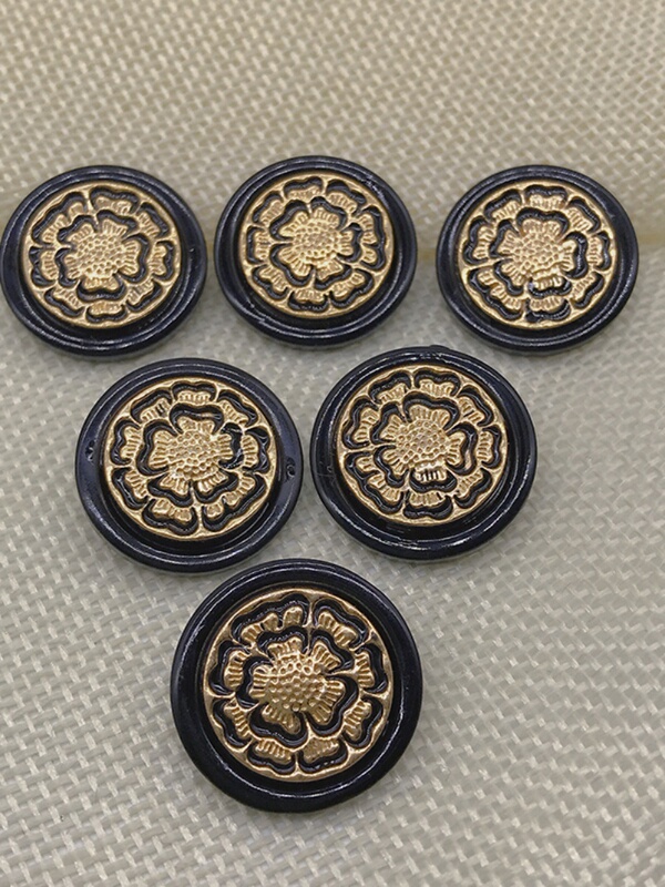 Black Retro Gold and Silver Pattern Buttons for Men and Women's Outwears, Suits, Cardigans, Metal Resin Double Buttons Accessories Black Retro Gold and Silver Pattern Buttons for Men and Women's Outwears, Suits, Cardigans, Metal Resin Double Buttons Accessories