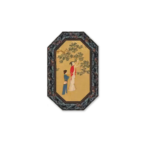 Ming Palace Spring Morning, a new Chinese retro art study room hanging painting, French-style medieval tea house model room living room decoration painting