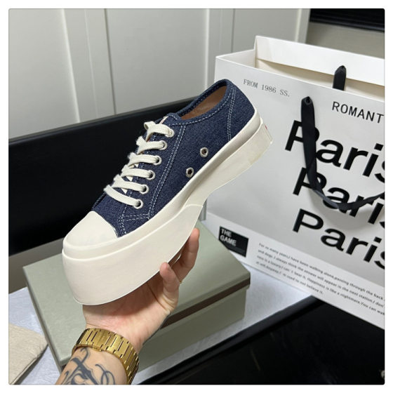 French Style Mary Jane Women's Shoes Zhao Ruth's Ugly Cute Retro Mona Big Head White Canvas Thick-soled Spring and Summer Single-layer Shoes