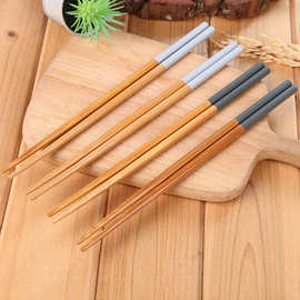 半截色漆筷礼盒装竹制筷子日式楠竹餐具地摊货源小额批发印logo