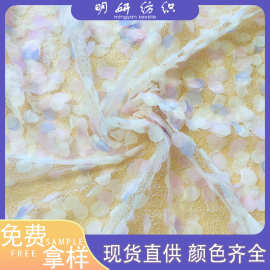 现货彩虹渐变网纱立体剪花布料diy手工礼服连衣裙童装刺绣面料