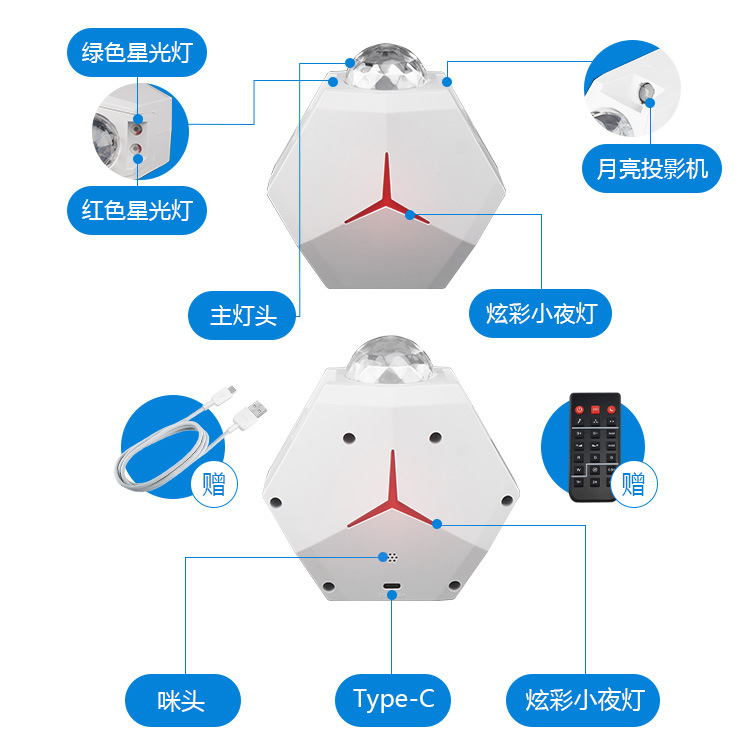 LED星空投影灯满天星激光月球灯 USB氛围灯 迷你家居LED小夜灯
