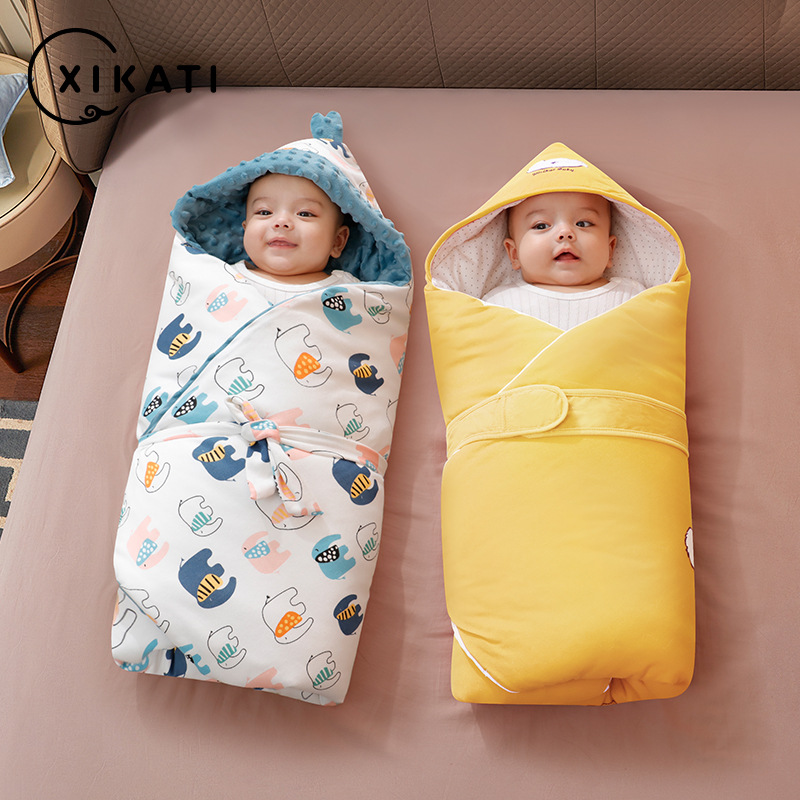 Newborn quilt newborn baby pure cotton winter thick delivery room swaddling baby autumn and winter thickened beanie velvet quilt