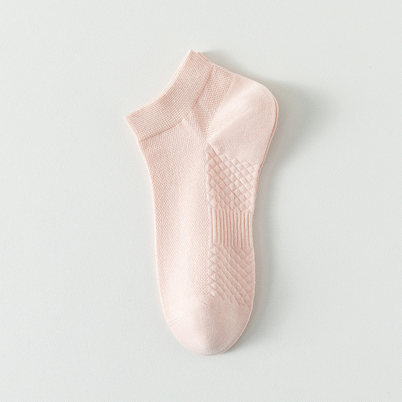 Calcetines de algodón de color sólido, calcetines de barco de verano, calcetines de malla transpirables, calcetines de algodón sin hueso.