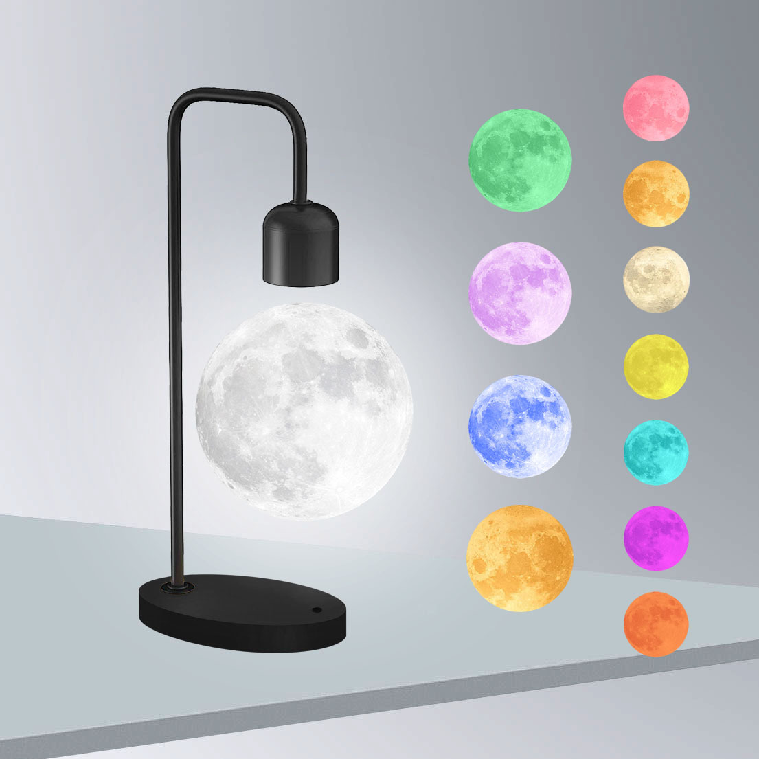Temperatura de color súper boutique ya negro maglev luz de luna impresa 3D gran romántica luz de noche adornos para el hogar regalos