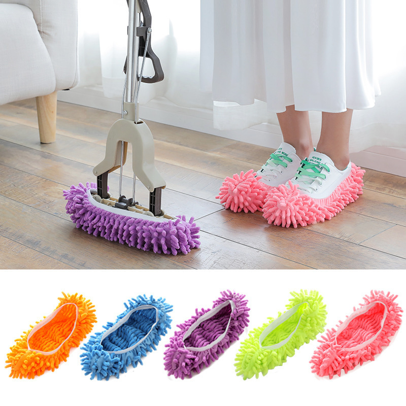 Factory In-Stock Chenille Shoe Covers, Floor Cleaning Slippers, Lazy Slippers, Available in Multiple Colors, Single Piece Price