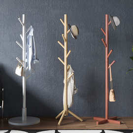 实木衣帽架落地卧室内立式挂衣架家用简易晾衣服架子房间挂包架子