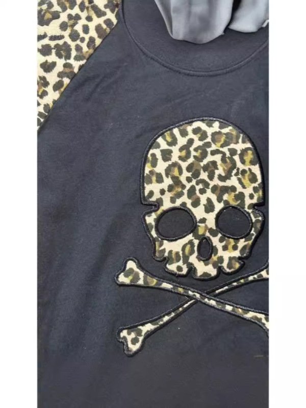 日牌中古着サブカルチャーパンク半袖tシャツヴィンテージレトロヒョウ柄刺繍ギャルショート丈トップス夏|undefined
