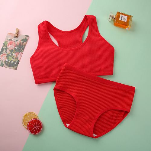 【Instant Delivery】Red Innerwear Set for Girls in their Luck Year, Developmental Stage, Ages 8-15, Cotton, for Middle School Students and Primary School Students