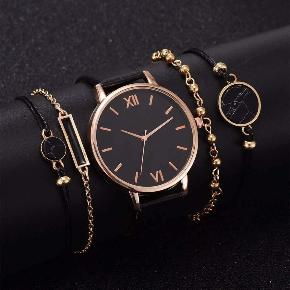 ins new minimalist watch set quartz watch trend pu strap ladies watch strap bracelet set_voghion.com