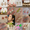 Crystal from pearl, universal fashionable earrings, flowered, simple and elegant design, wholesale