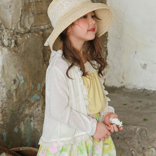 2024 Summer Strawberry Sugar Korean Children's Clothing Girl Cute Sun Protective Cardigan Lady Lace Edge Air Conditioning Cardigan