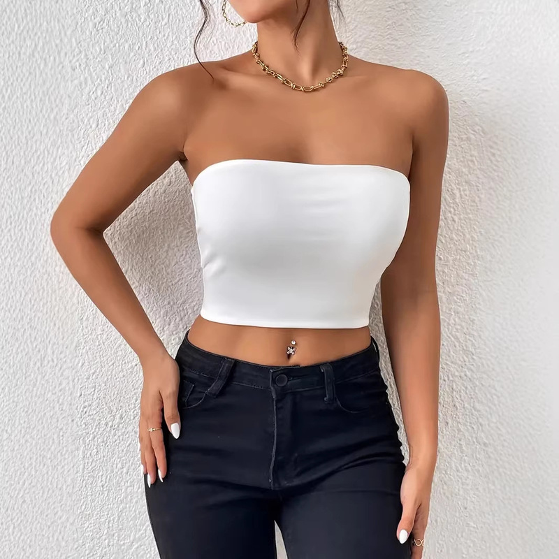 2026 Hot-Selling European and American Cross-Border Sexy Crop Top Strapless Tank Top Outerwear Bustier Top for Women 2026 Hot-Selling European and American Cross-Border Sexy Crop Top Strapless Tank Top Outerwear Bustier Top for Women