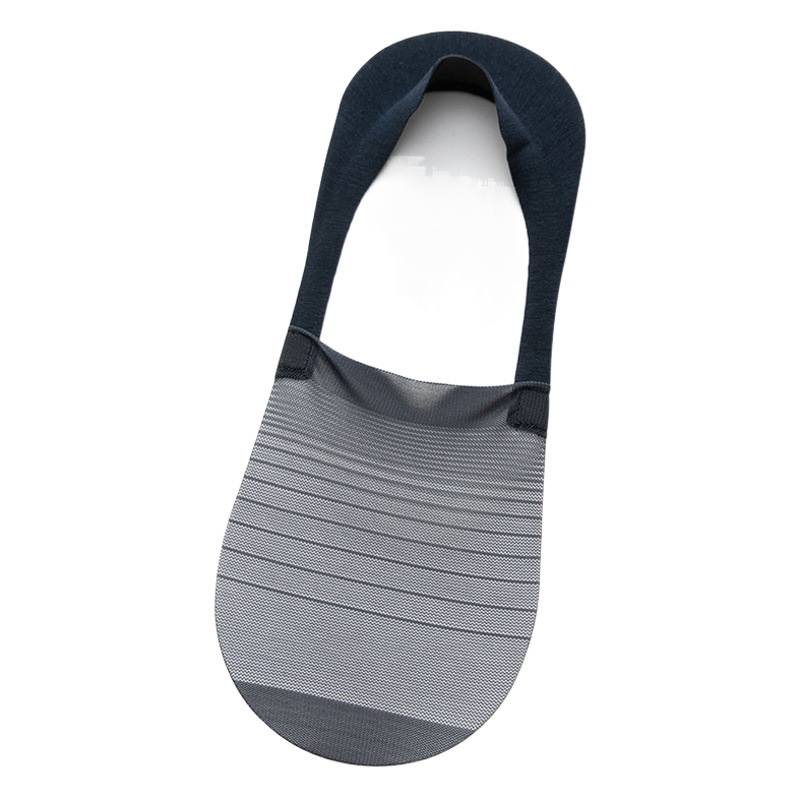 Calcetines de barco de verano para hombres de malla transpirable delgada de seda de hielo para hombres boca baja fondo de algodón de color sólido calcetines invisibles calcetines antideslizantes de verano