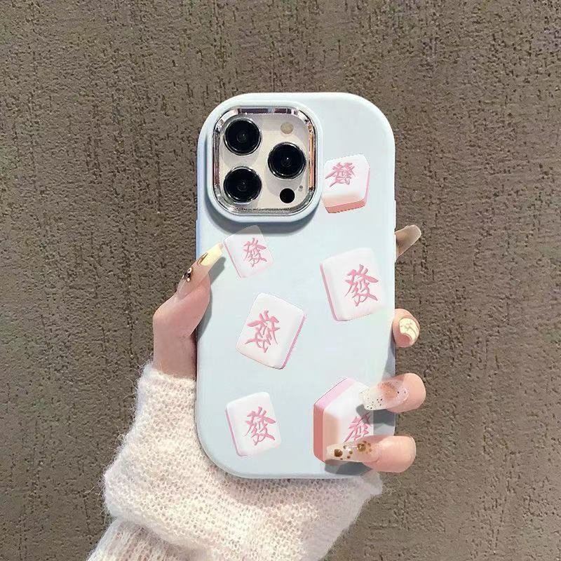 Facai Mahjong iPhone16promax funda para teléfono móvil Apple 13/15 creativo 12/11 nicho xs galvanoplastia 8p suave