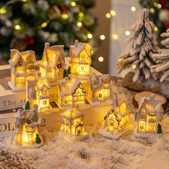 クリスマス装飾品クリスマス樹脂の小さな家led発光家クリスマスの小さな景観装飾品クリスマスプレゼント