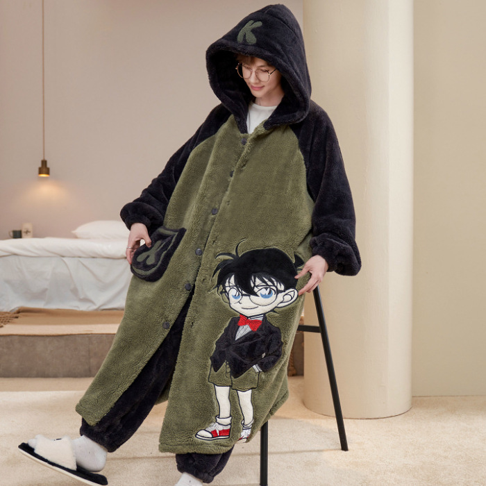 2025 pijamas de invierno para hombres gruesos coral vello de coral juvenil de tamaño grande 200 kg de franela de dibujos animados ropa de dormir conjunto de ropa para el hogar