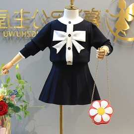 女童秋冬装韩版针织裙套装小香风女宝宝毛衣短裙两件套6802