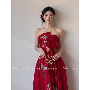 Dresses for Important Occasions for Women 2025 New Style New Chinese Style Red Dress High-End Light Luxury Niche Morning Gown Toast Dress