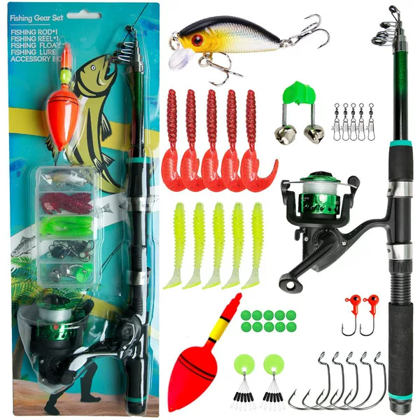 Children's fishing rod novice beginner telescopic road rod 1.8m bait hook line full set cross-border wholesale