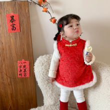 清仓款】婴儿衣服女童旗袍冬装拜年服红色宝宝冬款衣服儿童中国风