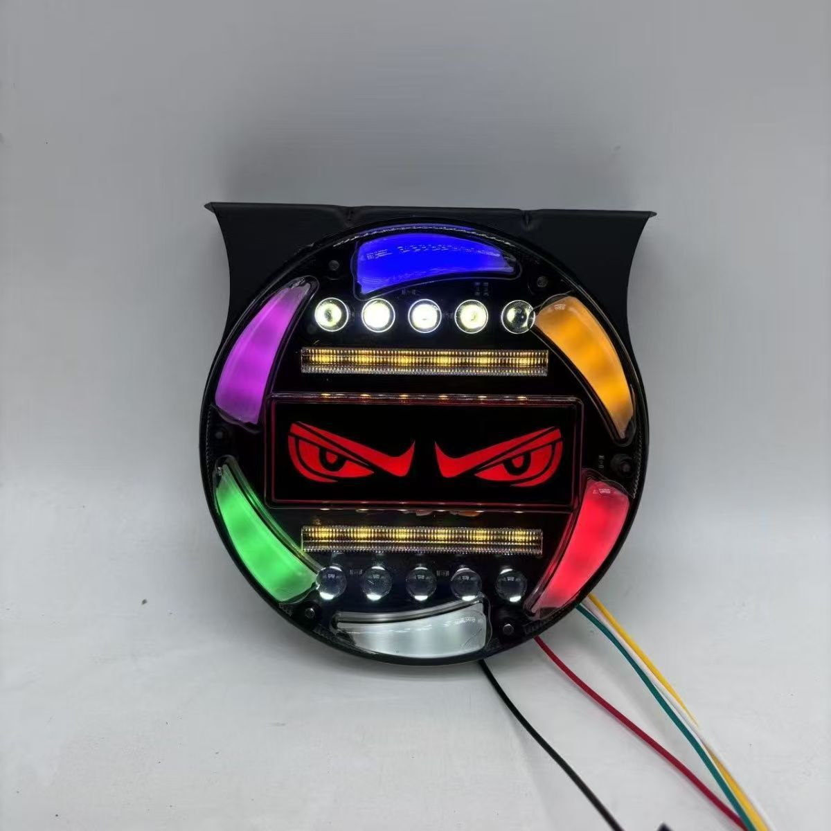 Devil eye truck fog light 12v warning light flash light colorful led driving brake 24v anti-collision flash light