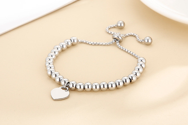 Stainless Steel Beaded Heart Shape Pendant Bracelet Wholesale Jewelry Nihaojewelry display picture 14