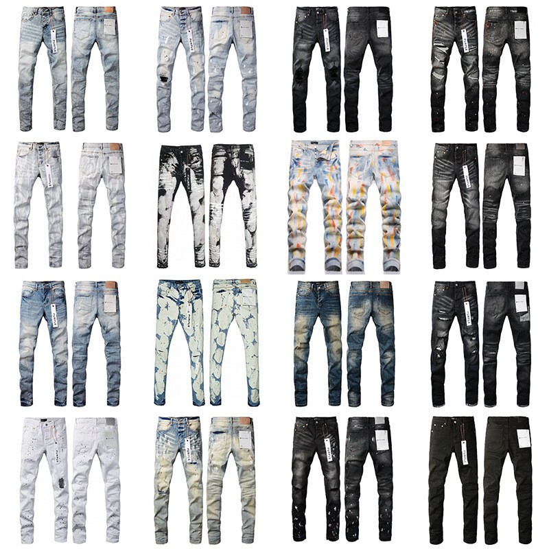 Cross-border European and American Purple Brand straight-leg jeans, washed, distressed, vintage, ripped, cool and stylish in American style Cross-border European and American Purple Brand straight-leg jeans, washed, distressed, vintage, ripped, cool and stylish in American style