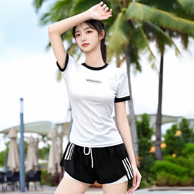 Traje de baño femenino Estudiante conservador de dos piezas piscina dividida adelgazamiento vientre cubierta Delgado traje de baño deportivo traje de baño al por mayor