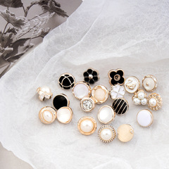 High-end luxury pearl button shirt women's size top open jacket gold fashion exquisite decoration small buttons accessories