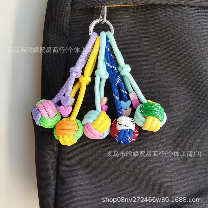 三色球包包挂件撞色手机壳钥匙扣车挂球形挂饰miu系挂绳箱包配饰|undefined