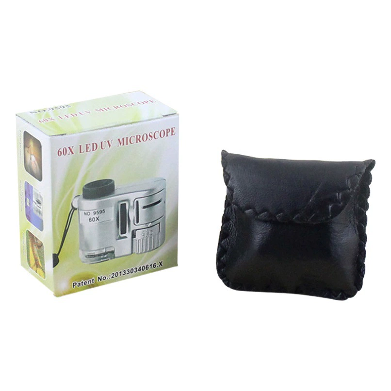 Портативное увеличительное стекло микроскопа 60 раз со светодиодной лампой УФ-детектор денег лампа идентификация ювелирных изделий антикварная Марка 9595