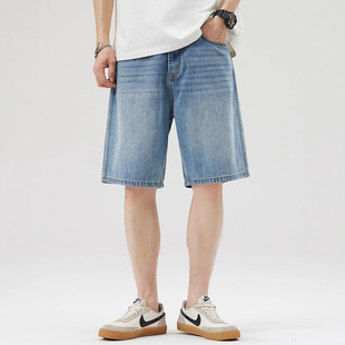 Summer Thin Jeans Denim Men's Shorts Loose Straight Casual New Style Five-Point Pants Medium Pants Versatile and Trendy