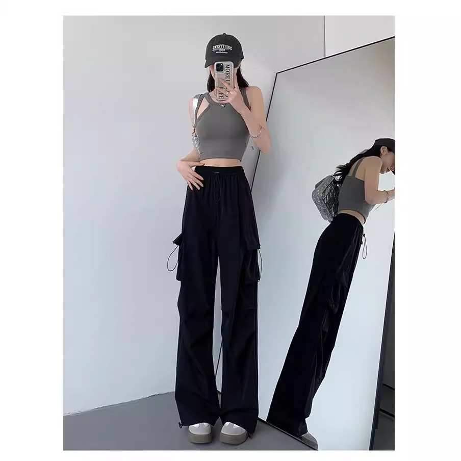 핑크 바지 여성의 가을과 겨울 빠른 건조 얇은 높은 허리 작은 얼음 실크 넓은 다리 가을과 겨울 등산 스포츠 바지 도매