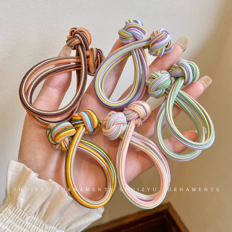 Alta Cola de Caballo anudada cuerda de pelo de alta elasticidad durable cuerda de pelo chica banda de goma corbata cabeza femenina banda de pelo no duele anillo de pelo tocado