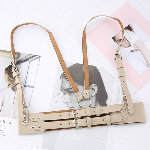 Street photography fashion ladies girdle s punk style wide suspenders versatile fashion shoulder straps European and American waist belt