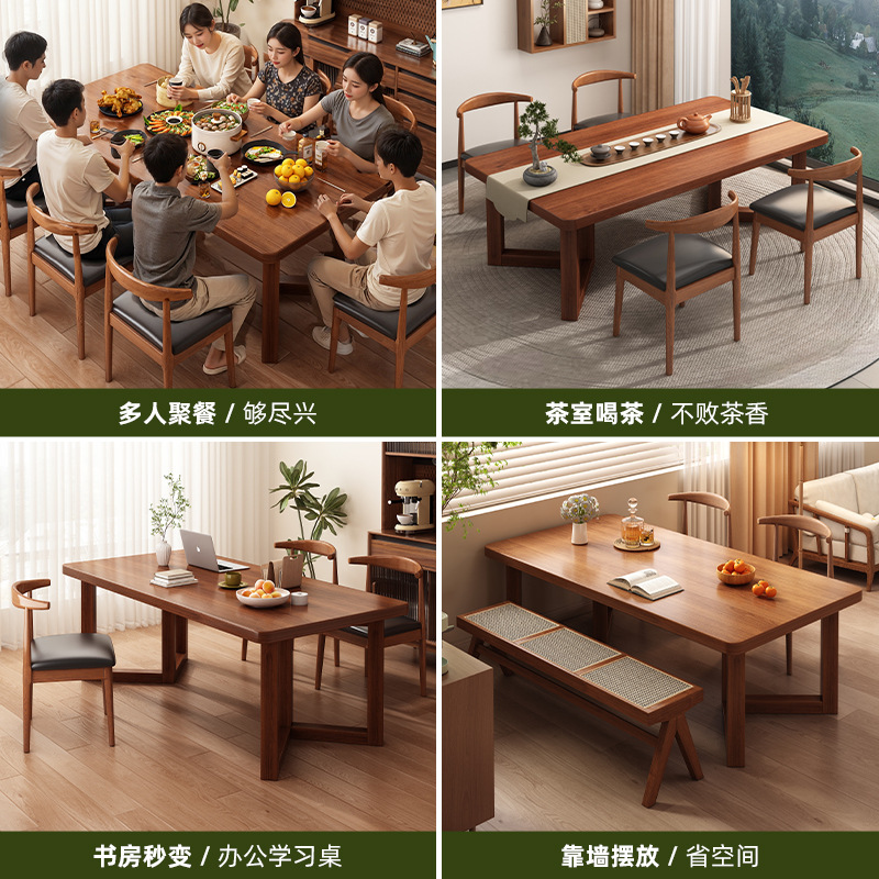 Mesa de comedor de madera maciza pequeña mesa de comedor sala de estar doméstica 2026 nuevo estilo medieval cuadrado tabla de color nuez