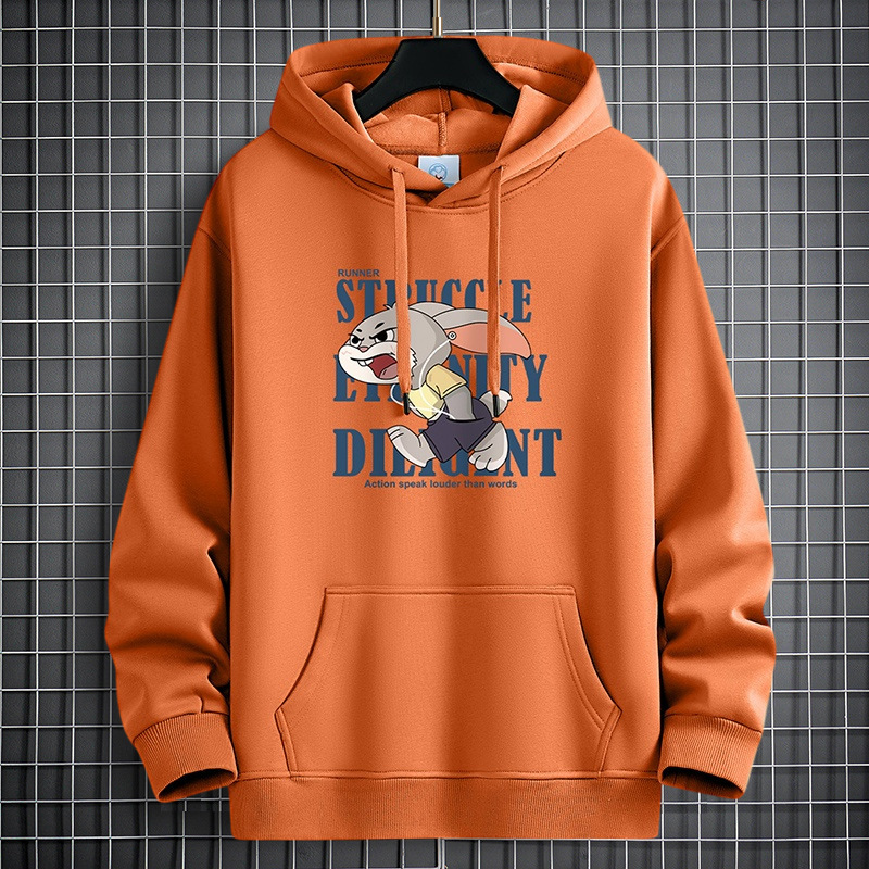Spring and autumn season, 320g heavyweight hooded sweatshirt, men's, youth, student, and couple style, fleece-lined and thickened hooded jacket