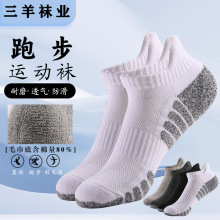 跑步袜棉船袜加厚毛巾底防滑吸汗透气运动袜跨境爆款工厂批发