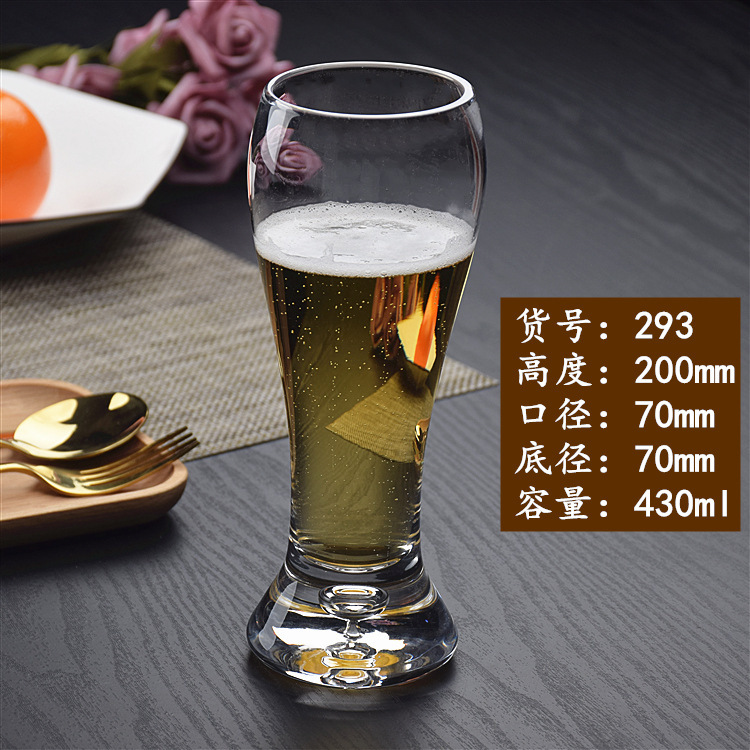 Taza de cerveza de cristal, taza de jugo, taza de trigo hecha a mano, taza de bebida elaborada