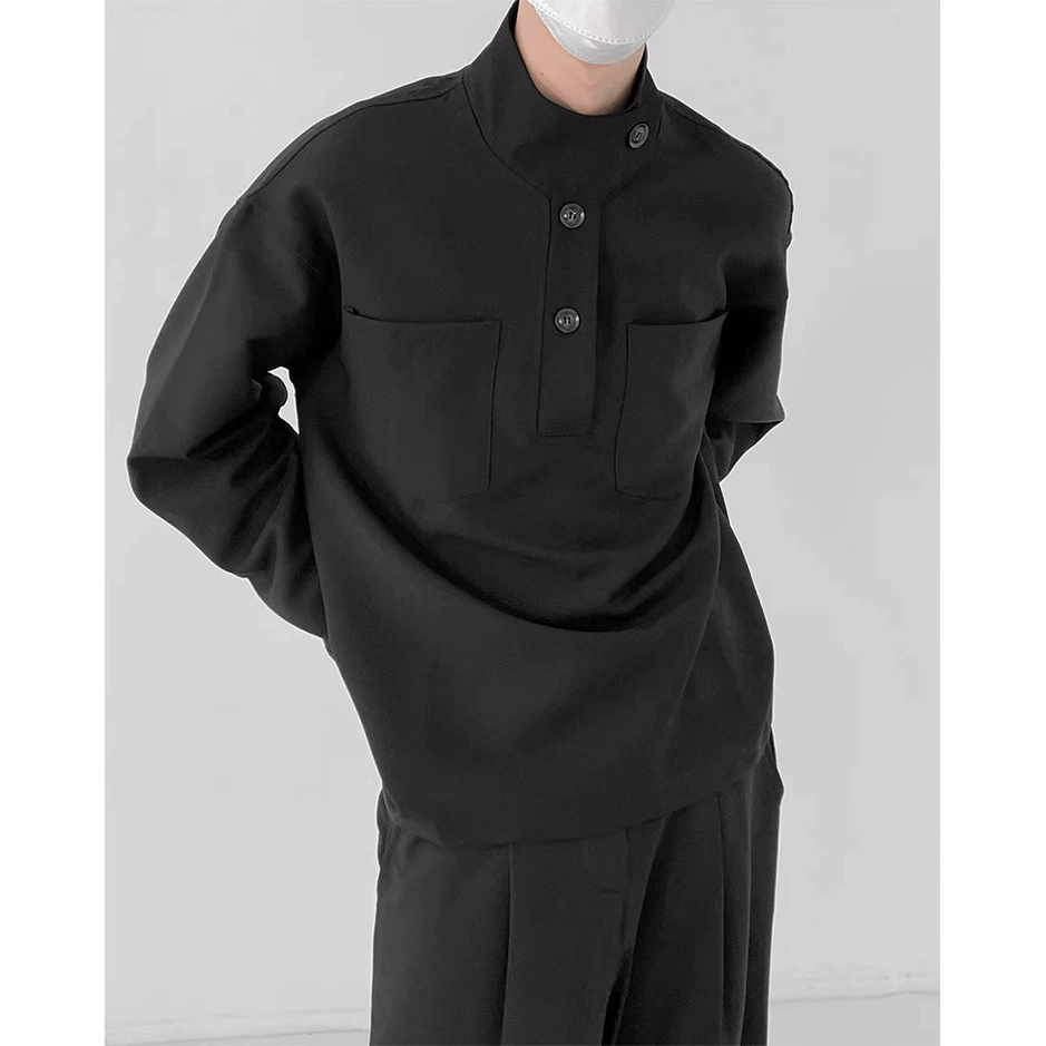 Продвинутые чувства специальные нишевые дизайны воротник сплошной цвет рубашки мужской свободный и красивый тренд с длинными рукавами блузки