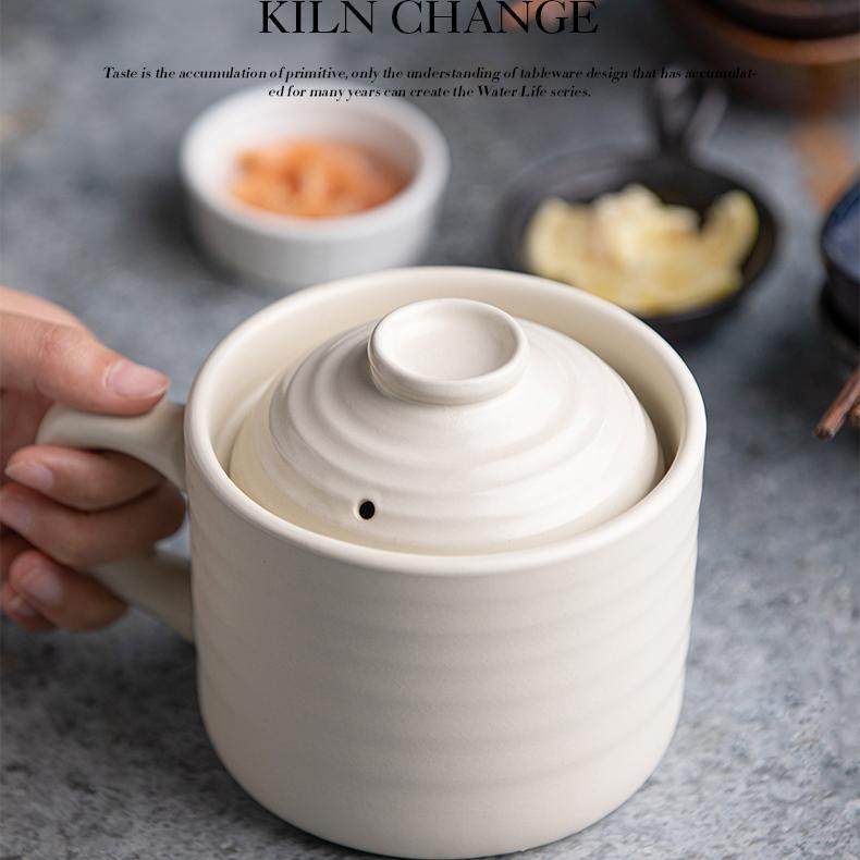 Olla de arroz flotante de cerámica, tazón de postre de cerámica doméstica, olla de guiso con una taza de huevo al vapor, pequeña taza de vapor, pequeña taza de sopa creativa