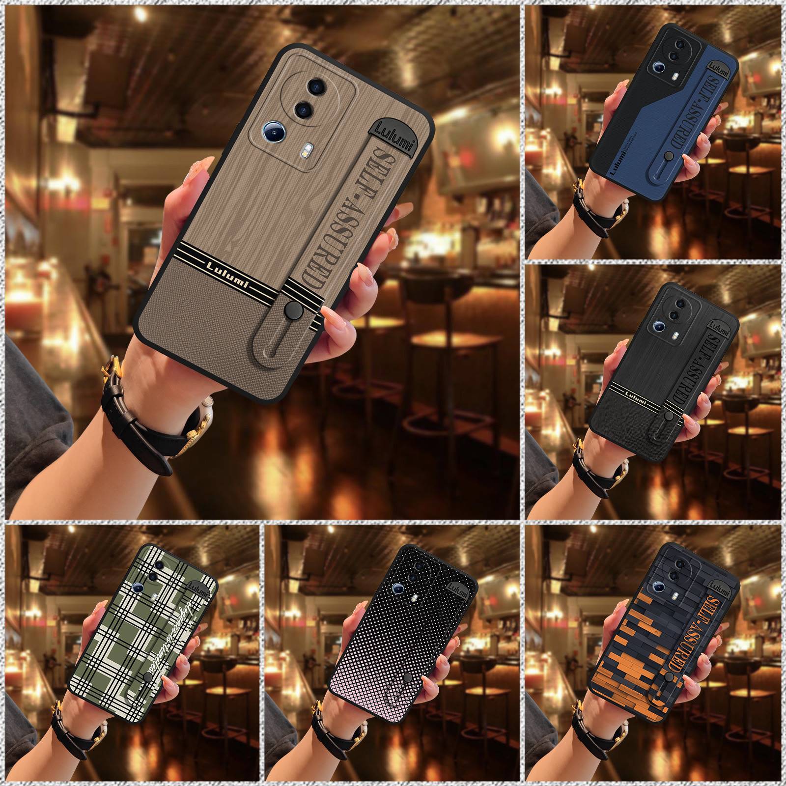 适用小米手机壳素色新款支架简单情侣创意商务潮流液态成熟腕带