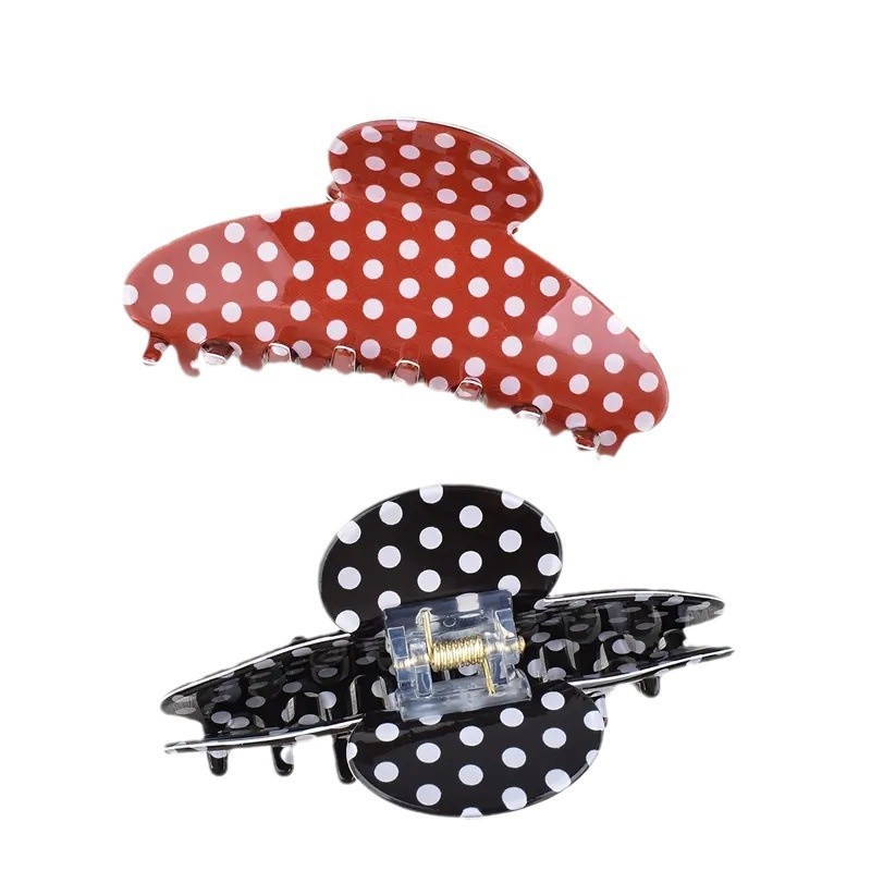 Semicircle, Polka Dots, Horse, Fish, Shark Pattern Sweet Women's Semicircle Polka Dots Horse PVC Hair Clip Hair Claws