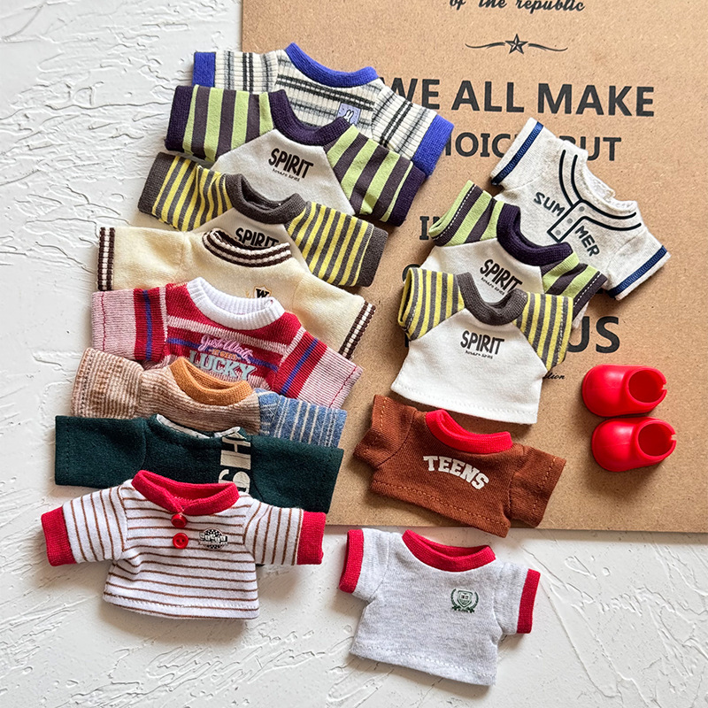Doll Not Included】Nyota Doll Clothes Y089 Colorful Summer T-Shirt Cotton Doll Plush Toy Bear Dress-Up T-Shirt