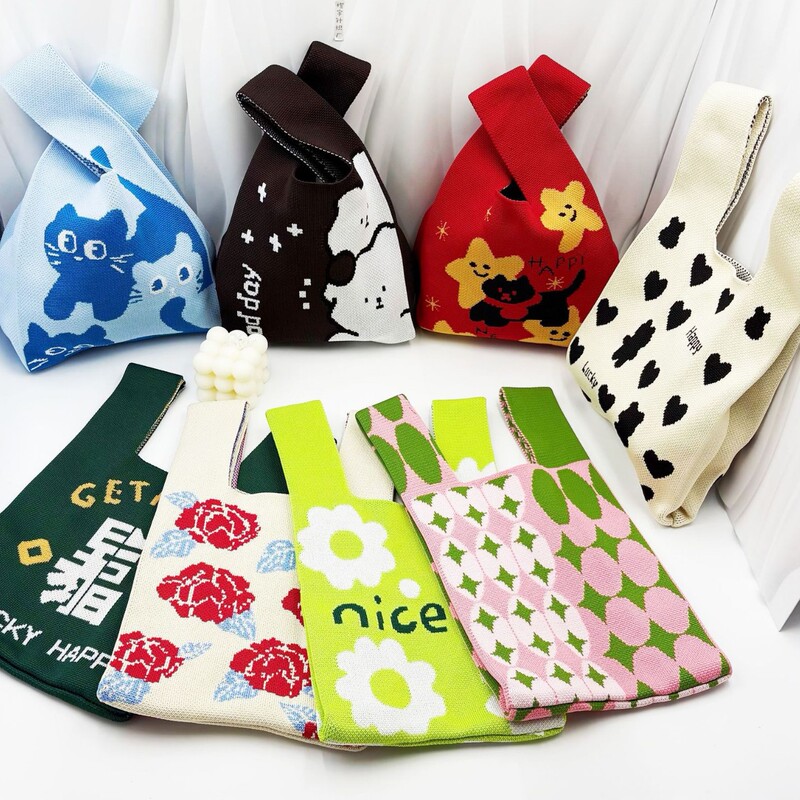 2025 Spring New Korean Knitted Hand Bag Daily All-match Waler Wrist Bag 3.8 Festival Gift Flower Bag 2025 Spring New Korean Knitted Hand Bag Daily All-match Waler Wrist Bag 3.8 Festival Gift Flower Bag